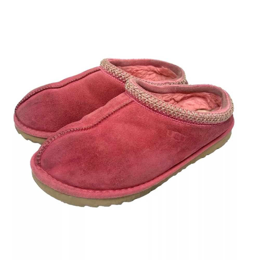 Ugg Womens Tasman Slippers Sz 6 Pink Suede Sheepskin Slip On Casual Barbie Core - Picture 1 of 11